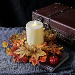 Simulierter Ahornblatt-Kerzenhalter – PE Herbststil – 25cm Durchmesser