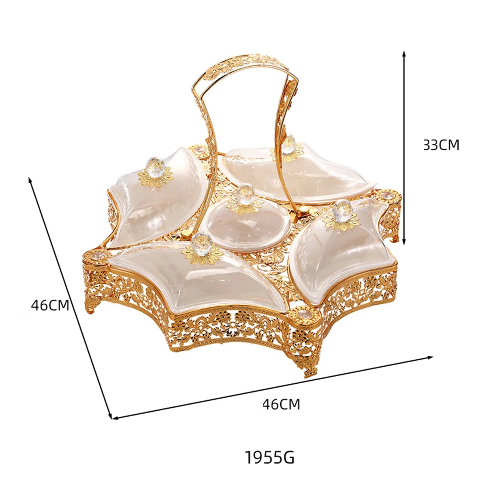 Snacktablett – Metall Blumendesign – 46cm