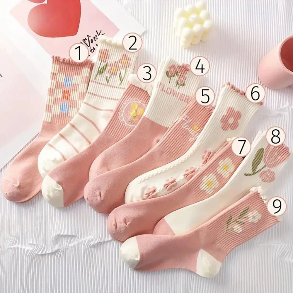 Socken Blumenmuster – Rüschendesign – 9er Set