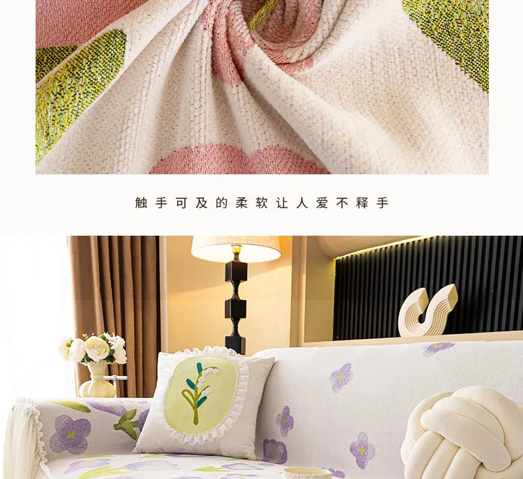 Sofaüberwurf – Florales Chenille – Anti-Rutsch 180x180cm