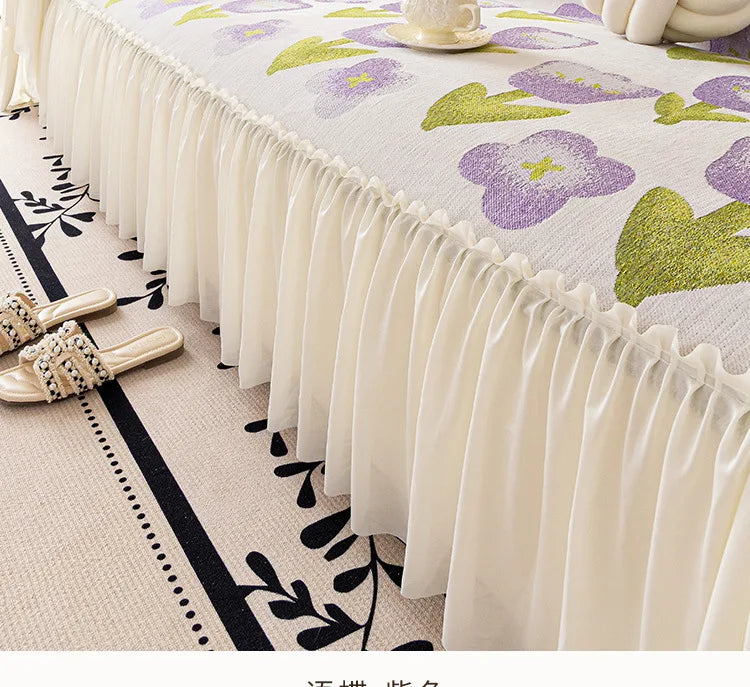 Sofaüberwurf – Florales Chenille – Anti-Rutsch 180x180cm