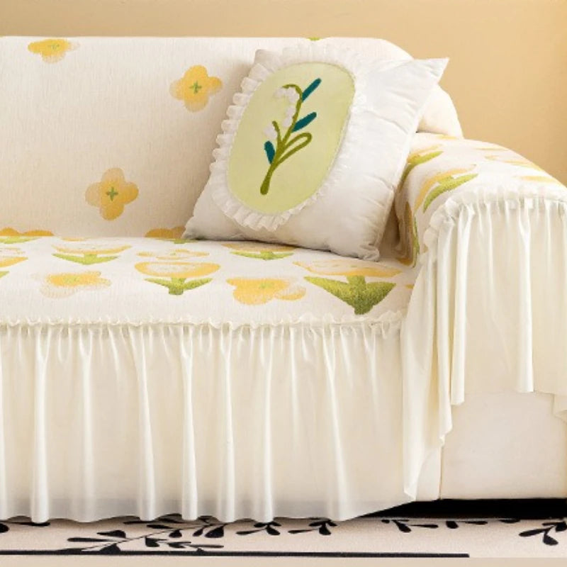 Sofaüberwurf – Florales Chenille – Anti-Rutsch 180x180cm