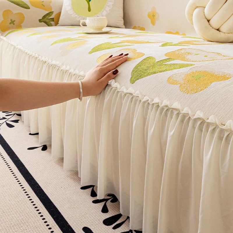 Sofaüberwurf – Florales Chenille – Anti-Rutsch 180x180cm