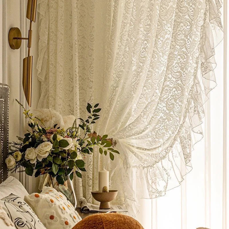 weisser voile vorhang mit spitzenmuster 1 PC B250 x H220 cm elegant