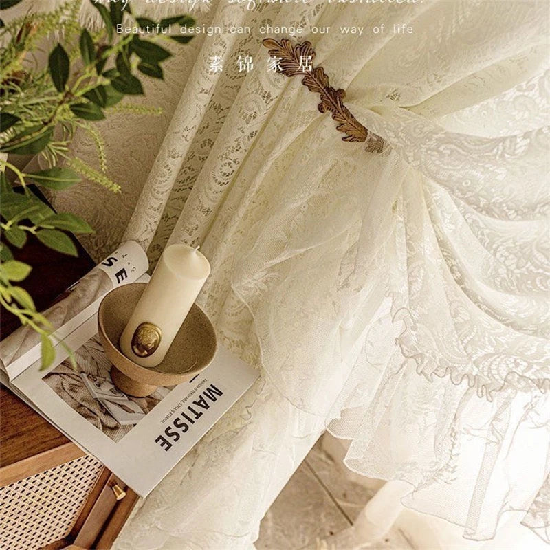 weisse Voile-Vorhänge mit Spitze für Erkerfenster 1 PC B250 X H220 CM