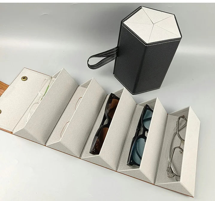 Sonnenbrillen Aufbewahrung – PU Leder Multi-Steckplatz Organizer