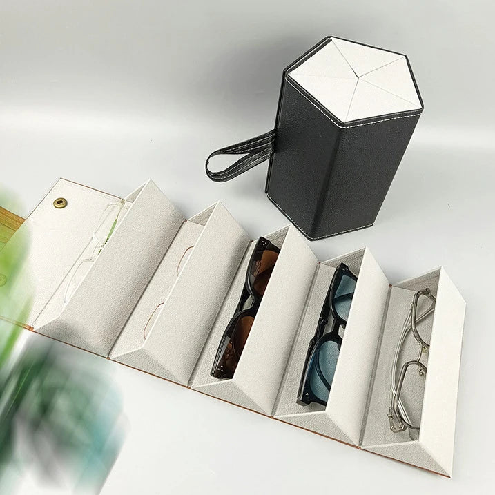 Sonnenbrillen Aufbewahrung – PU Leder Multi-Steckplatz Organizer