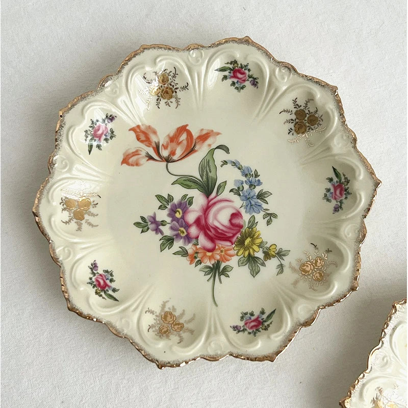 Speiseteller – Vintage Keramik – Blumenmuster 20,5cm
