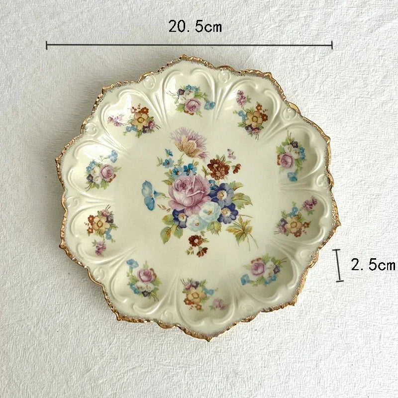 Speiseteller – Vintage Keramik – Blumenmuster 20,5cm