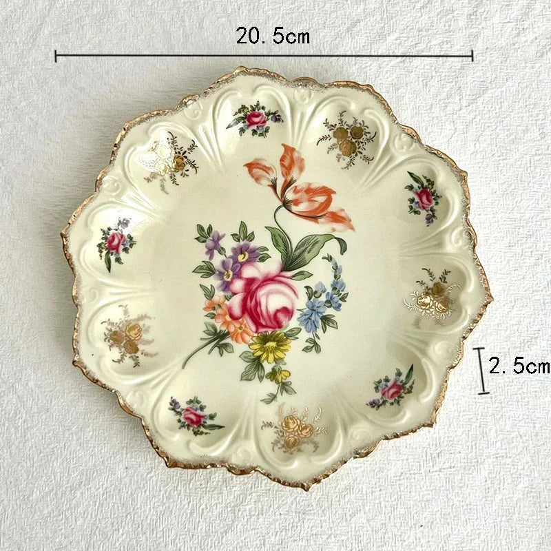 Speiseteller – Vintage Keramik – Blumenmuster 20,5cm