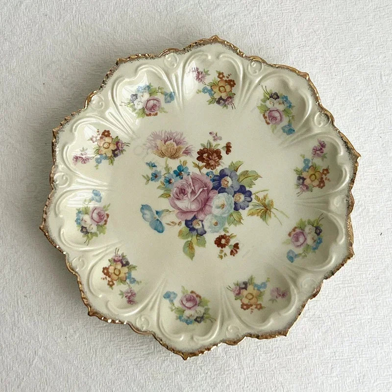 Speiseteller – Vintage Keramik – Blumenmuster 20,5cm