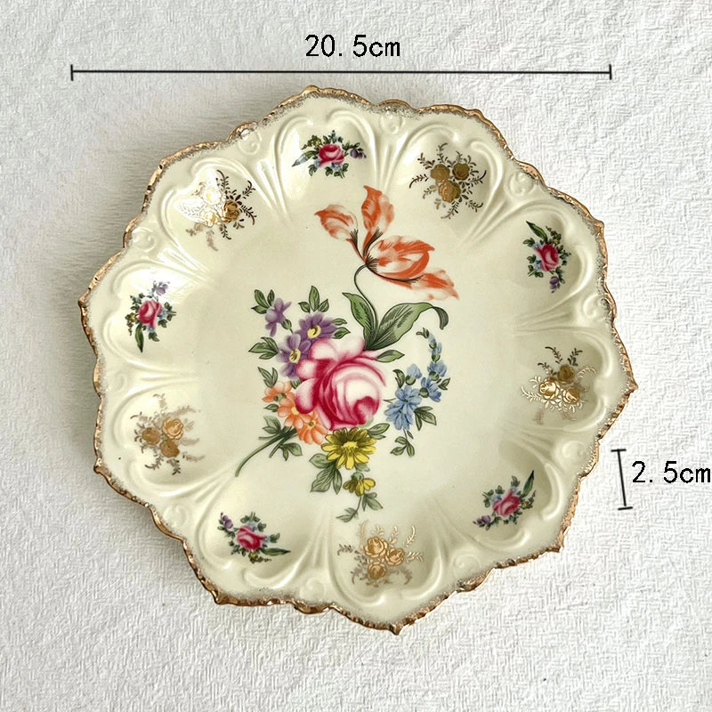 Speiseteller – Vintage Keramik – Blumenmuster 20,5cm