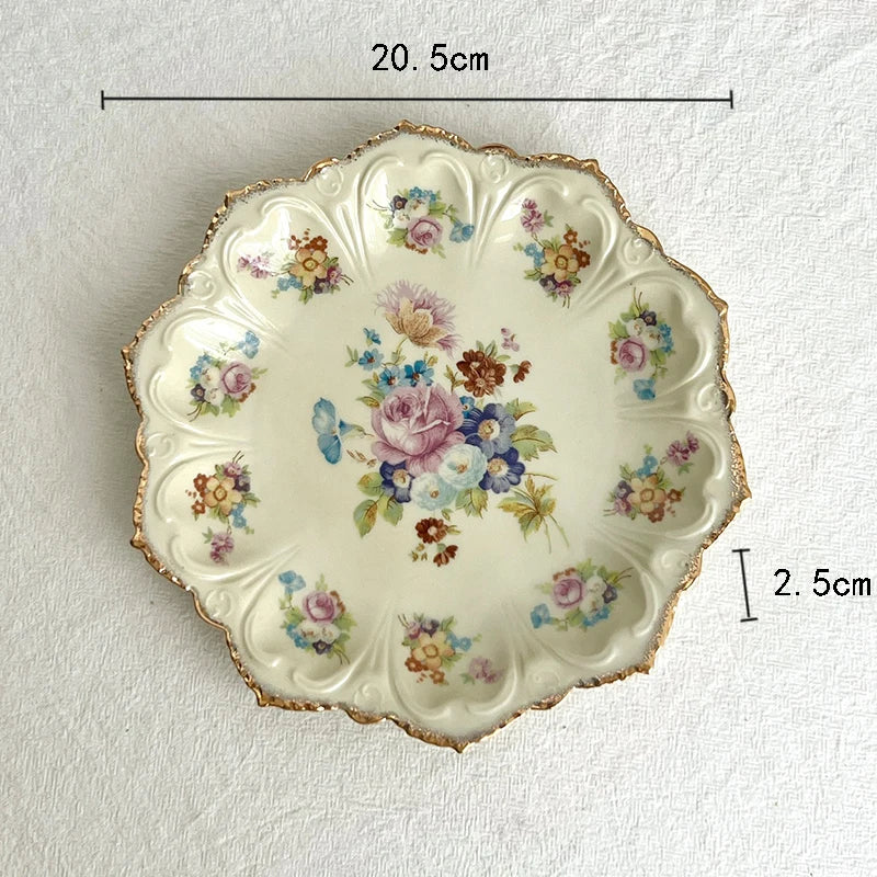 Speiseteller – Vintage Keramik – Blumenmuster 20,5cm