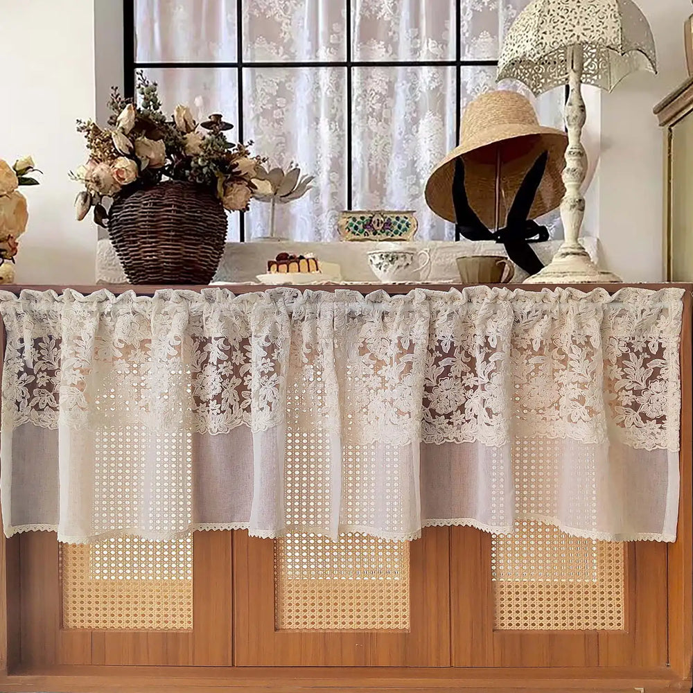 Spitzenbesatz-Vorhang – Rustikal Bestickt – 150x90cm