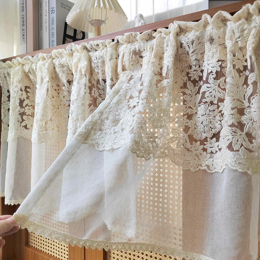 Spitzenbesatz-Vorhang – Rustikal Bestickt – 150x90cm