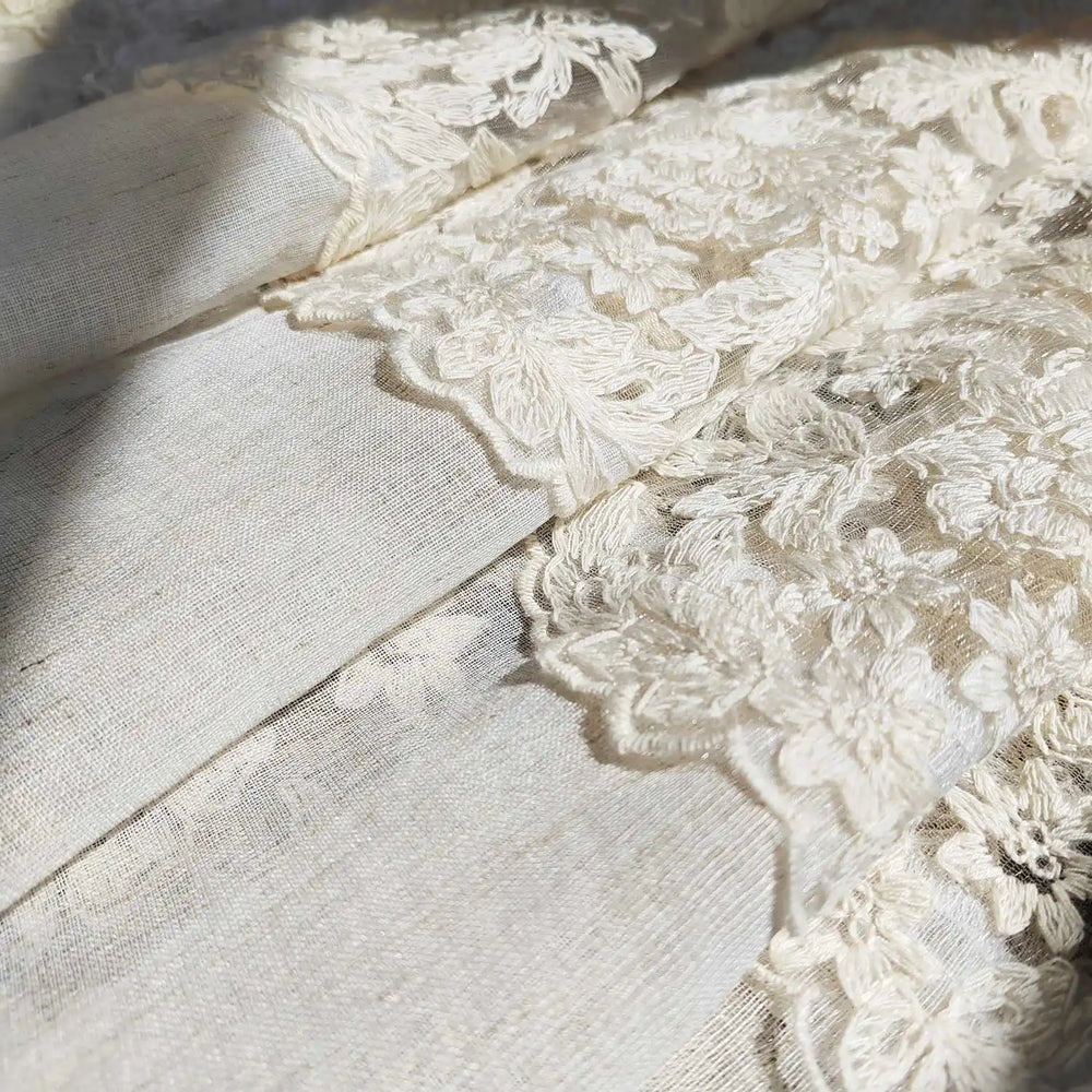 Spitzenbesatz-Vorhang – Rustikal Bestickt – 150x90cm