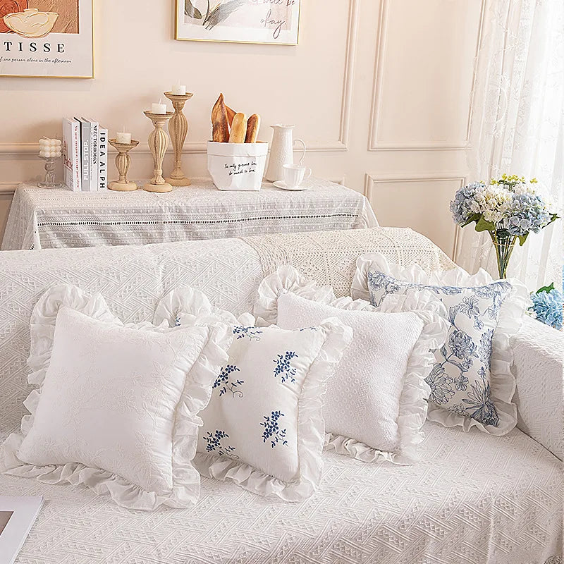 Spitzenbestickte Kissenbezüge – 100% Baumwolle – Schlafzimmer-Deko