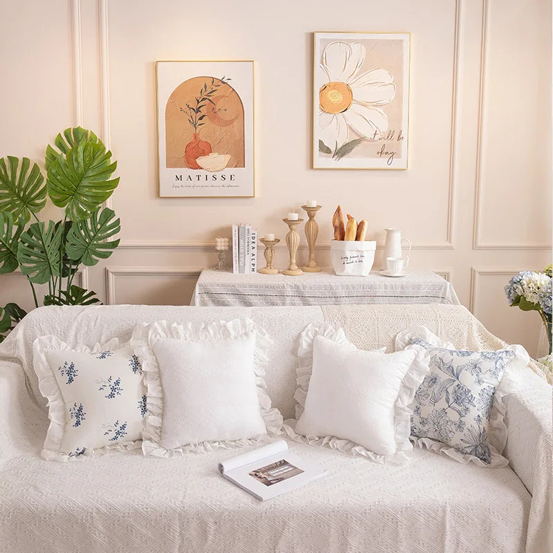 Spitzenbestickte Kissenbezüge – 100% Baumwolle – Schlafzimmer-Deko