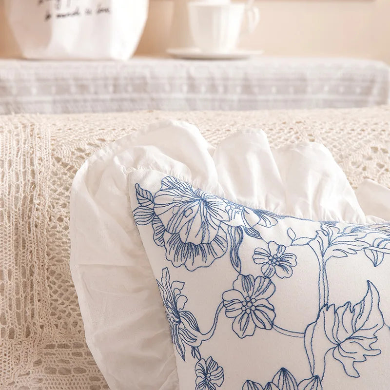 Spitzenbestickte Kissenbezüge – 100% Baumwolle – Schlafzimmer-Deko