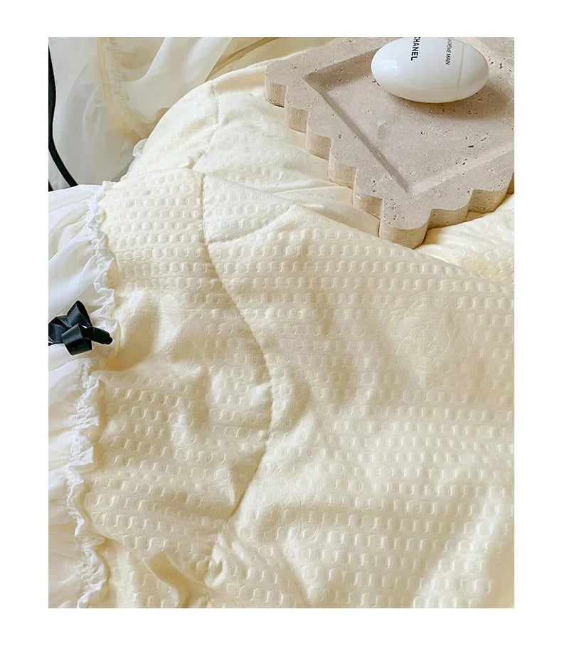 Steppdeckenset – Doppellagige Spitze – Sommer Queen 4tlg