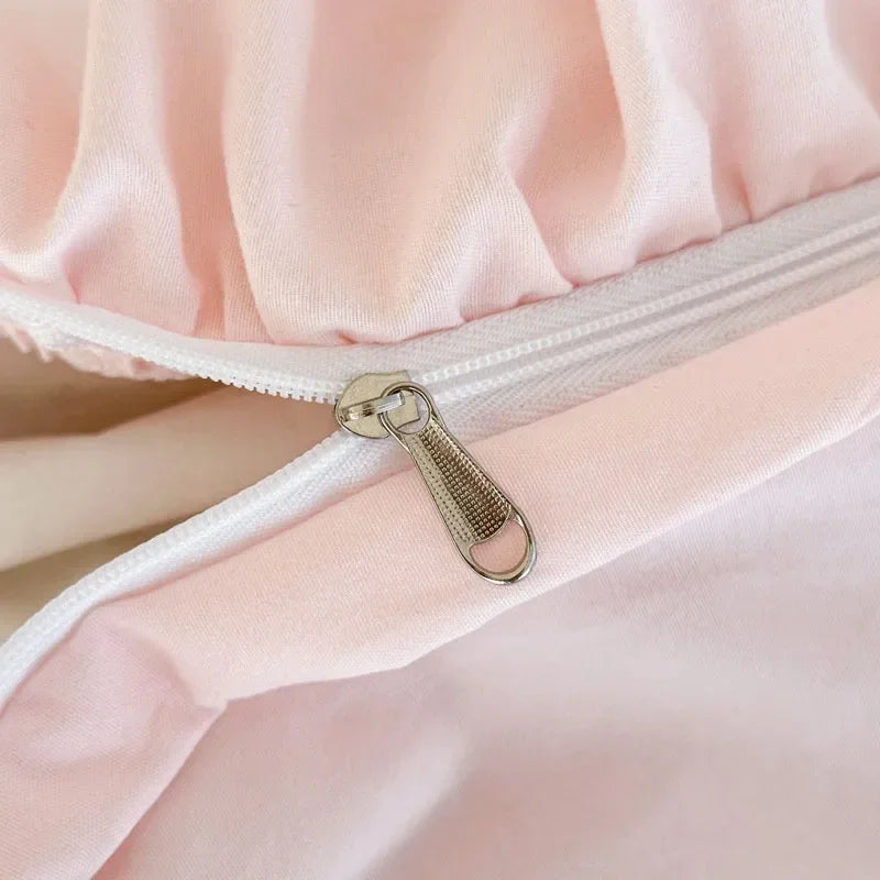 Rosa besticktes Mikrofaser-Bettbezug-Set in Jadepink, passend für 1.8m Bett