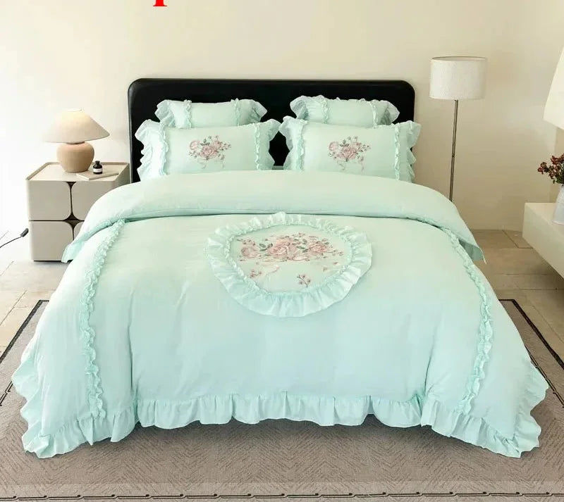 rosafarbenes Mikrofaser-Bettwäsche-Set mit Stickerei in King und Queen Grössen