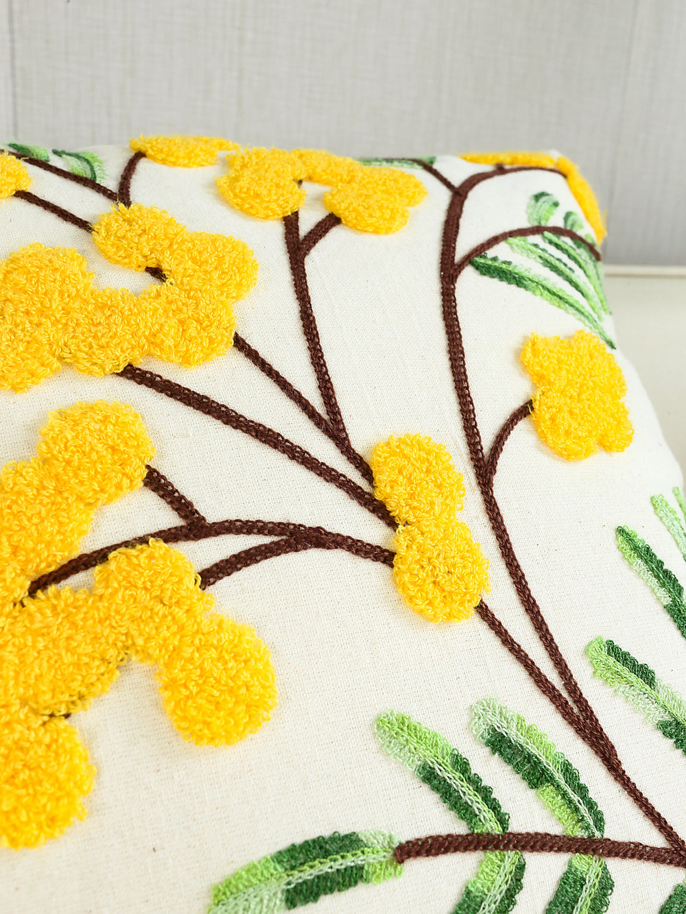 Stickerei Kissenbezug – Florales Polyester – 50x50 cm