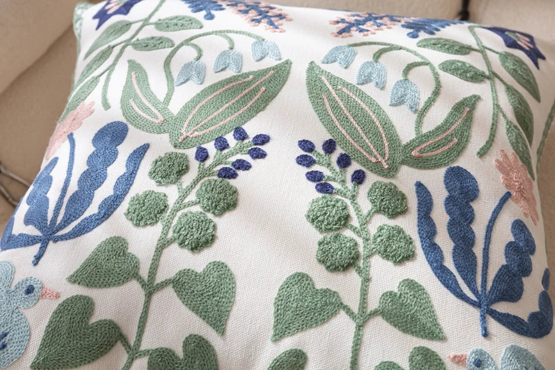 Stickkissenbezug – Reine Baumwolle Blumenmuster – 45x45cm