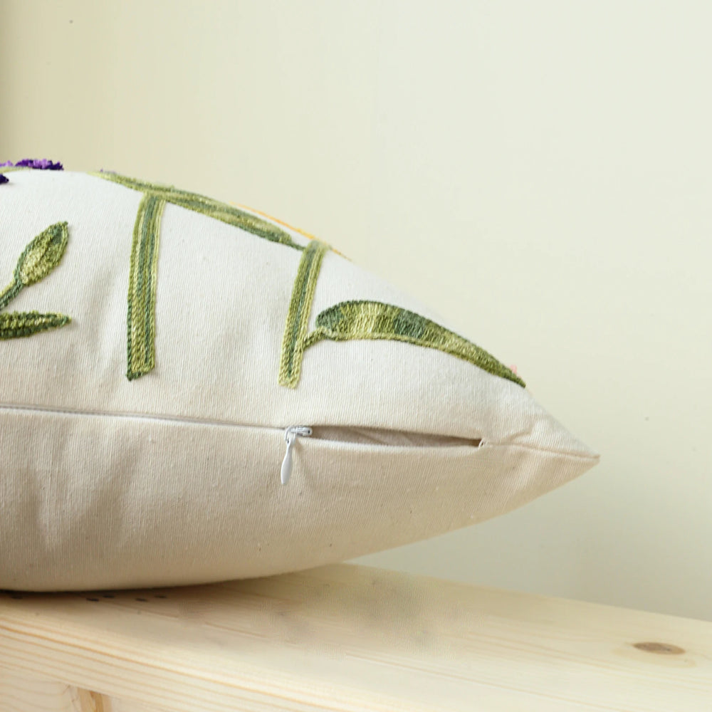 Stickkissenbezug mit Sonnenblumenmuster – Polyester – 45cm-50cm