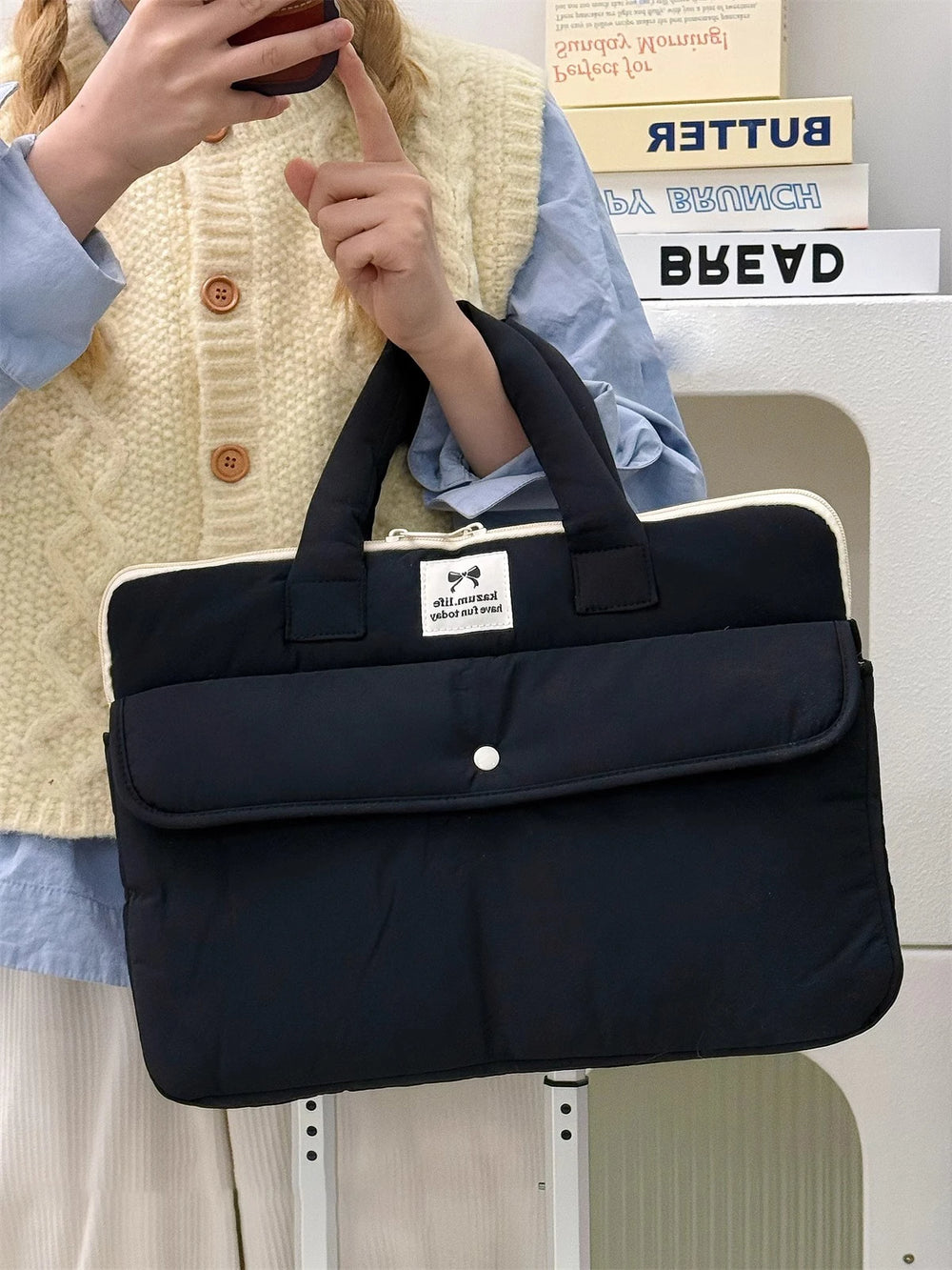 Stilvolle Polyester-Laptop-Tasche – Solides Design – Unisex