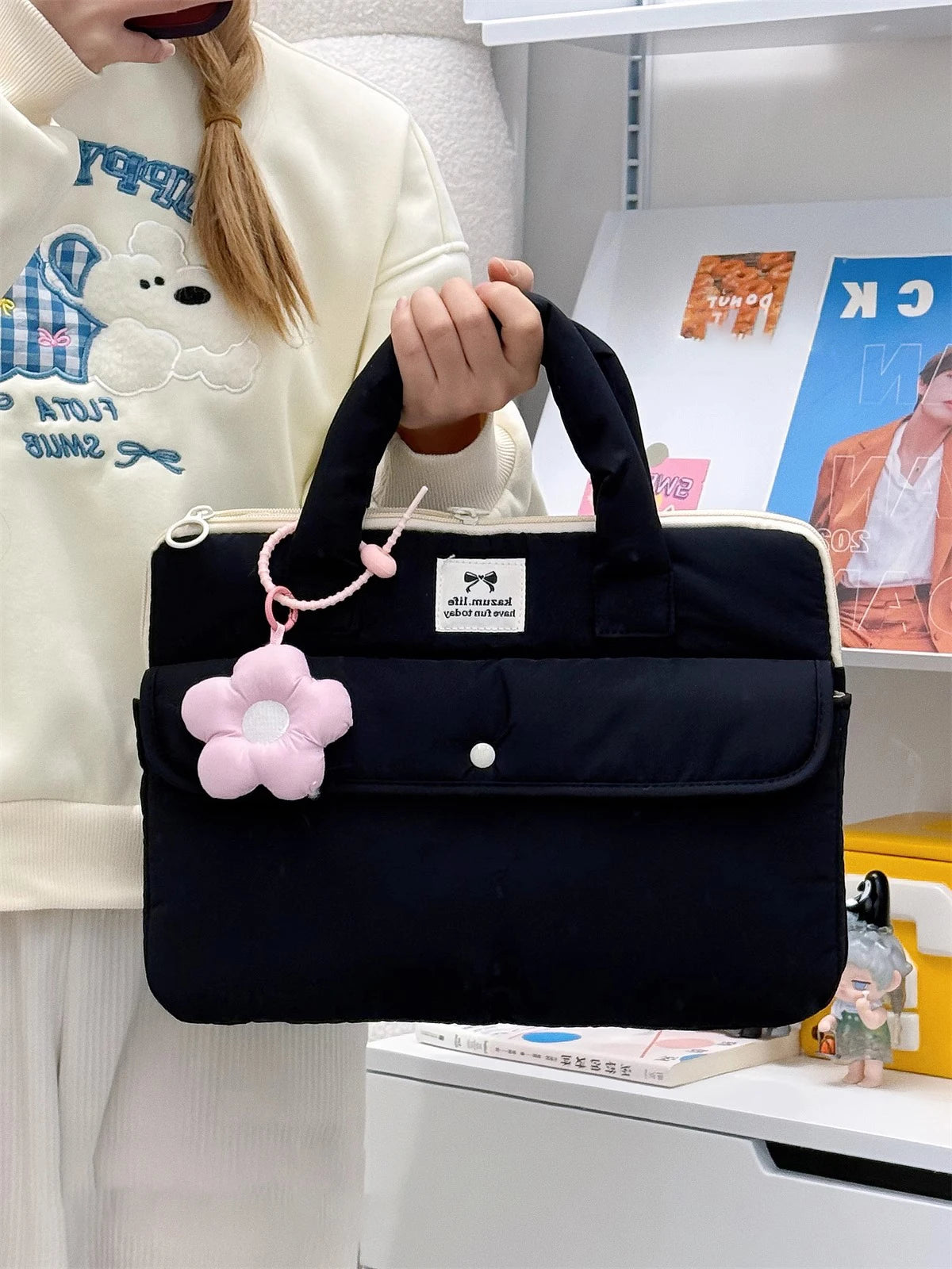 Stilvolle Polyester-Laptop-Tasche – Solides Design – Unisex