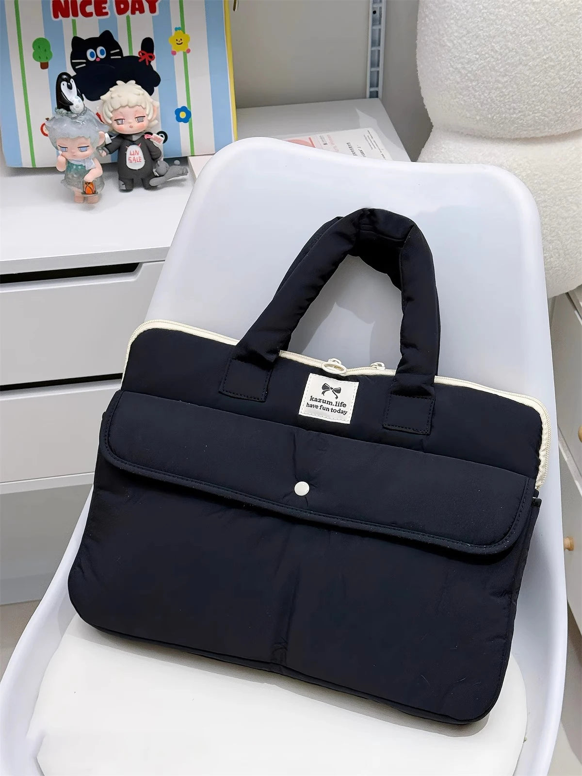 Stilvolle Polyester-Laptop-Tasche – Solides Design – Unisex