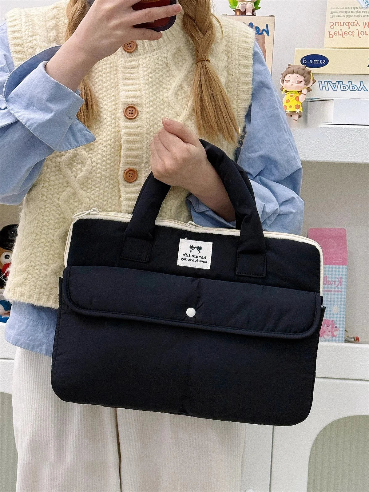 Stilvolle Polyester-Laptop-Tasche – Solides Design – Unisex