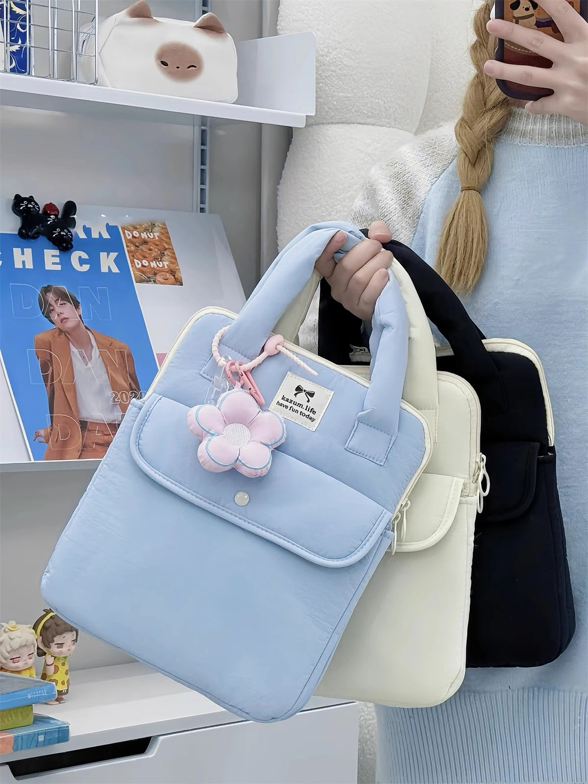 Stilvolle Polyester-Laptop-Tasche – Solides Design – Unisex