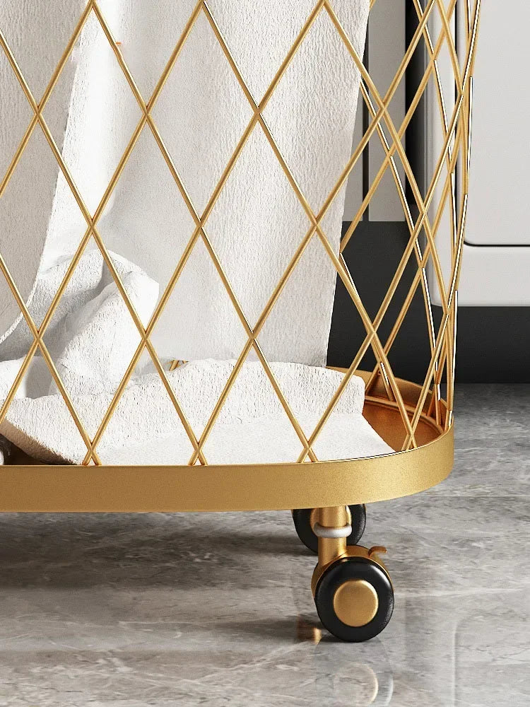 Stilvoller Wäschekorb – Metall Design – Nano Gold