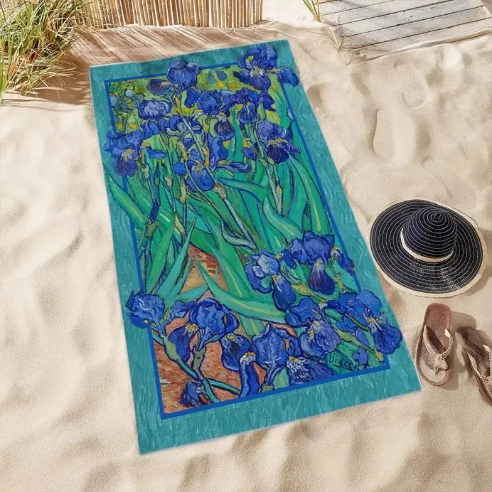 Schnelltrocknendes Strandtuch aus Baumwolle, Blau, Modern, Grösse: 50x100 cm