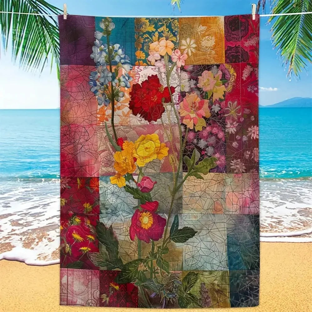 Schnelltrocknendes Baumwoll-Strandtuch blau modern mit Print Grösse 70x140 cm