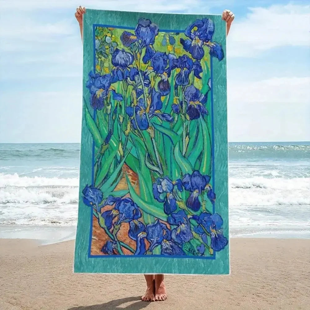 schnelltrocknendes Strandtuch aus Baumwolle, blau, bedruckt, modern, grössen: 50x100cm