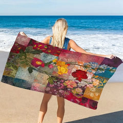 Modernes, schnelltrocknendes Handtuch aus Baumwolle in Blau, Grösse 70x140 cm