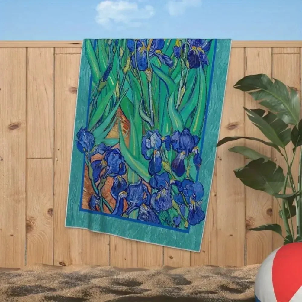 schnelltrocknendes Strandtuch aus Baumwolle mit modernem Design, Farbe: Blau, Grösse: 50x100cm