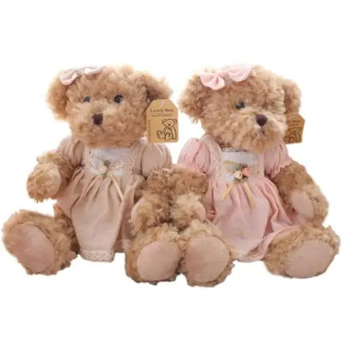 Teddybären-Paar – Weicher Plüsch mit Kleidung – 26 cm Set
