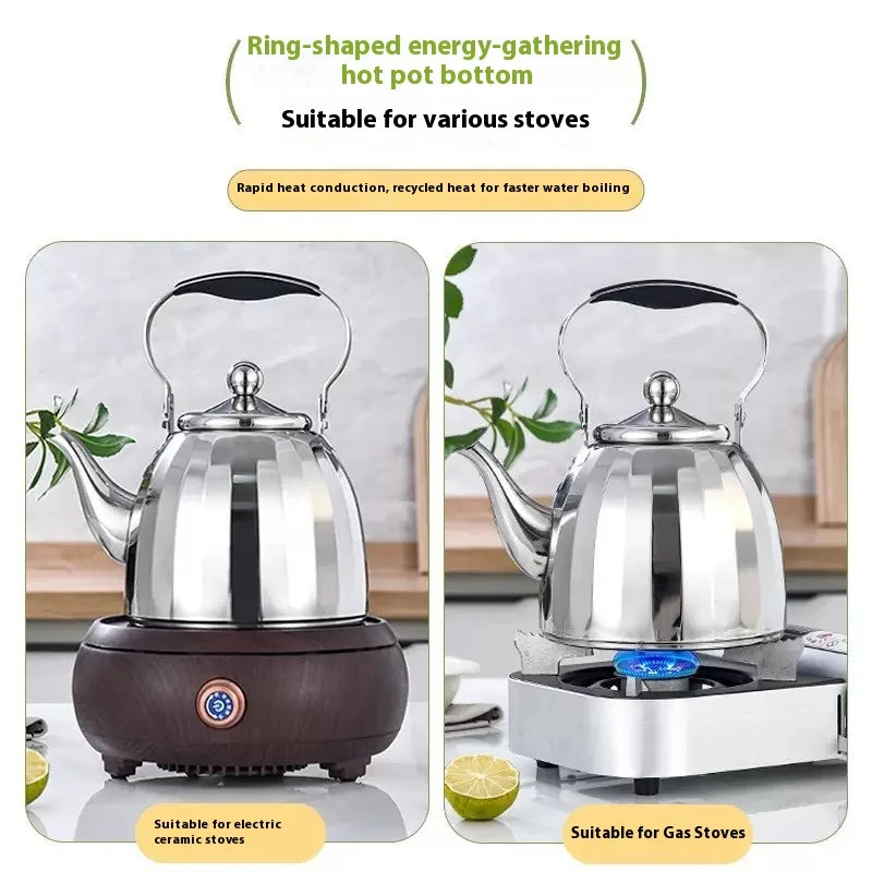 Edelstahl-Teekanne silber mit Hammerschlagstruktur 2L