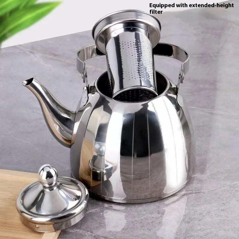 Edelstahl-Teekanne in Silber, einfaches Design, 2L Kapazität