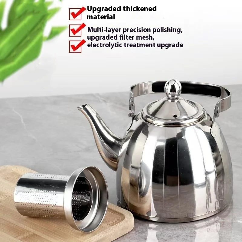 Edelstahl-Teekanne in Gold 1L mit Hammerschlagstruktur