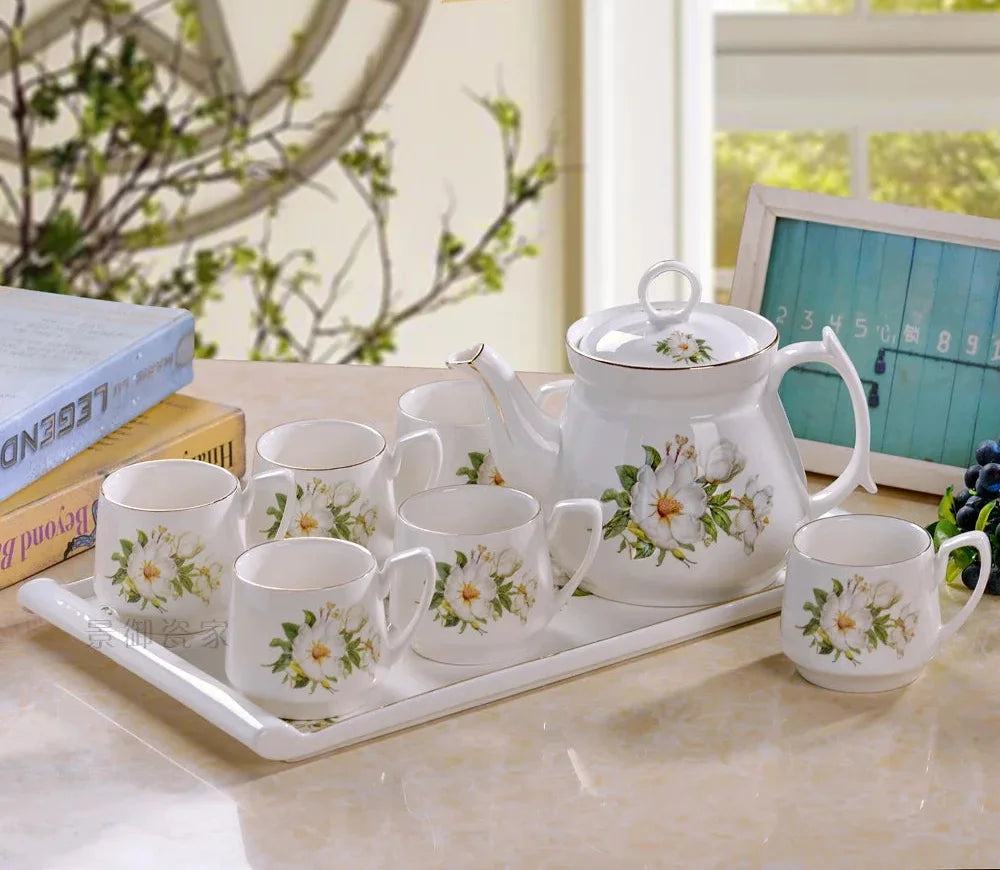 Europäisches Teeservice aus Porzellan, Farbe: Kürbis weisse Kamelie