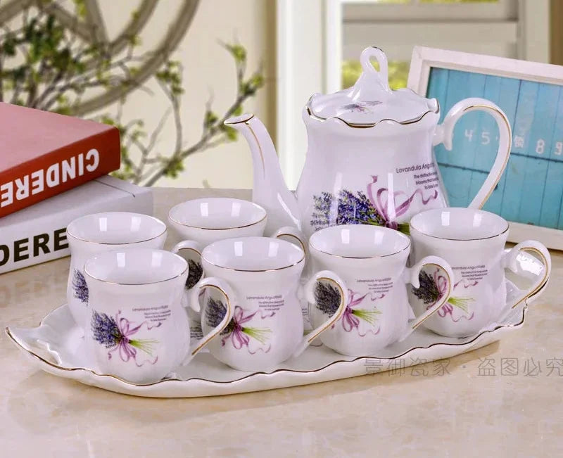 Teeservice aus Porzellan im europäischen Stil, Farbe: Kürbis weisse Kamelie