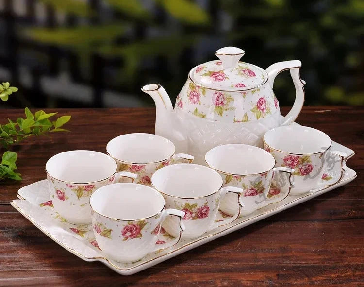 Europäisches Teeservice aus Porzellan, Farbe: Kürbis weisse Kamelie