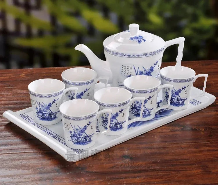 8-teiliges europäisches Porzellan-Teeservice in Kürbis Weiss, Wohnzimmer