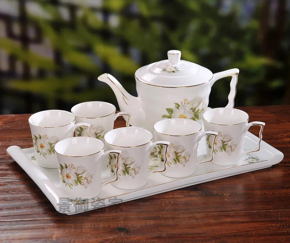 Europäisches Porzellan Teeservice in Kürbis weisse Kamelie Design