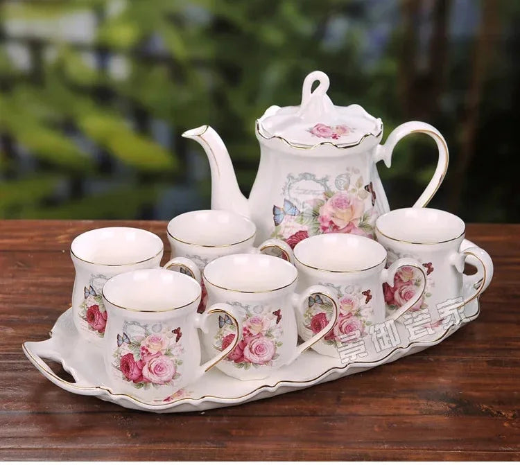 Europäisches Porzellan Teeservice, Farbe: Kürbis, stilvolles Design, Wohnzimmer